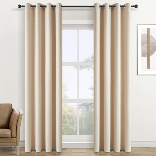 Topfinel Verdunklungsvorhänge Beige Vorhang Blickdicht Gardinen mit Ösen B 140 X H 225 cm Thermovorhang Blickdichte Vorhänge Wohnzimmer Blackout Curtains von Topfinel