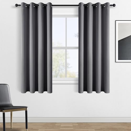 Gardinen Grau Blickdichte Vorhänge Mit Ösen Verdunklungsvorhänge Kurz Curtains for Living Room Sonnenschutz Outdoor Vorhang Balkontür 2er Set H 145 x B 140 cm von Topfinel