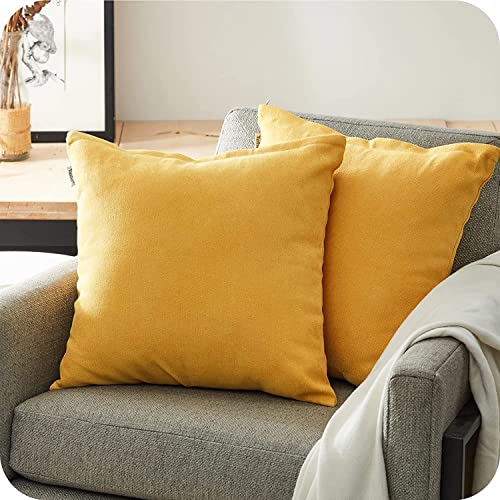 Topfinel Kissenbezug 45x45 cm senfgelb 2er Set deko Wohnzimmer flauschig Chenille Kissenbezüge Kissenhülle Sofakissen dekokissen Kuschelkissen Zierkissen für Sofa Bett Garten Balkon kinderzimmer von Topfinel