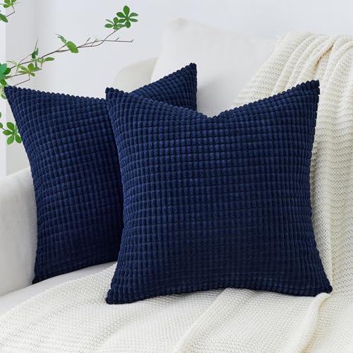 Topfinel 2er Set Kissenbezug 45x45 Blau Kordsamt Maiskorn Muster Kissenbezüge Kissenhülle Dekokissen Sofakissen Couchkissen Dekokissen Zierkissenbezug Deko Kissenhüllen Wohnzimmer Schlafzimmer von Topfinel