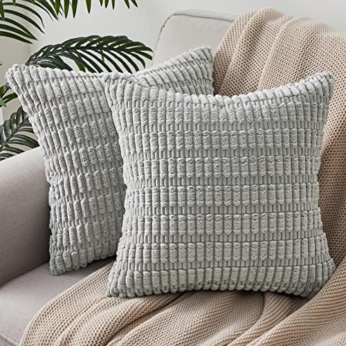 Topfinel Kissenbezüge 50x50 grau 2er Set Kordsamt Boho Kissenhülle Kissenbezug Dekokissen Sofakissen Couchkissen Zierkissenbezug Deko Kissenhüllen Wohnzimmer Schlafzimmer von Topfinel