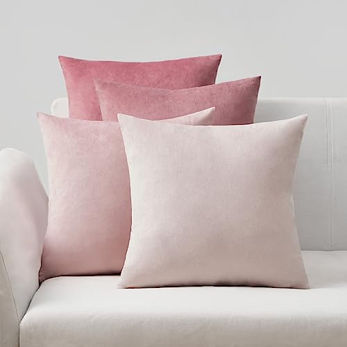 Topfinel 45x45 cm Kissenbezug rosa 4er Set Samt Farbverlauf Kissenbezüge Kissenhülle Sofakissen dekokissen Couchkissen deko für Sofa Schlafzimmer Wohnzimmer Bett von Topfinel