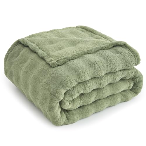 Topfinel Bubble Decke Kuscheldecke Flauschig Salbei-grün – 150x200 cm Sofadecke & Couchdecke, Imitat-Wolle, Warme Baby Zimmer Deko Decke, Weiche und Gemütliche Wohndecke von Topfinel