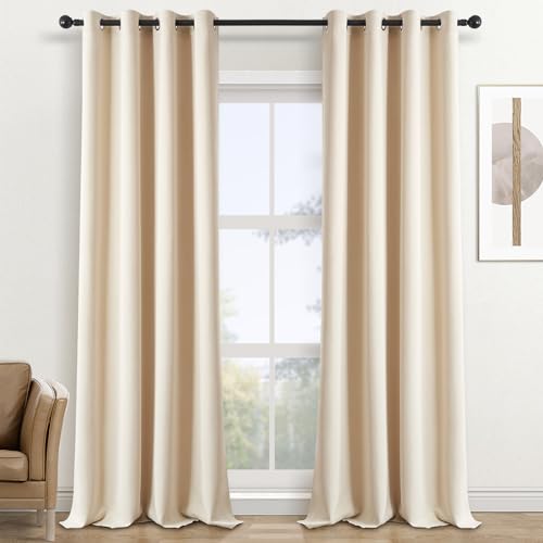 Topfinel Vorhänge Wohnzimmer Blickdicht mit Ösen Gardine Schals Thermovorhang Kälteschutz Curtains Blackout Vorhang Beige Extra Lang 290 cm 2er Set Deko Vorhang Blickdicht Schlafzimmer H290xB140 cm von Topfinel