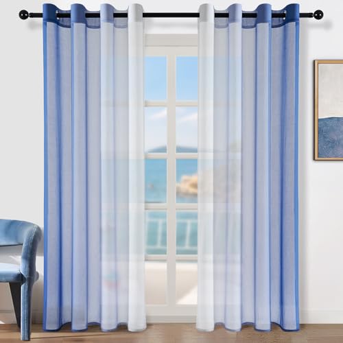 Topfinel Gardinen mit Ösen Farbverlauf Vorhänge Blau Vorhang Transparent Ösenvorhang 2er Set 240 cm Hoch Gardine Schlaufenschal 140 cm Breit Deko für Kinderzimmer Wohnzimmer Schlafzimmer Topfinel Gardinen mit Ösen Farbverlauf Vorhänge Blau Vorhang Transparent Ösenvorhang 2er Set 240 cm Hoch Gardine Schlaufenschal 140 cm Breit Deko für Kinderzimmer Wohnzimmer Schlafzimmer von Topfinel