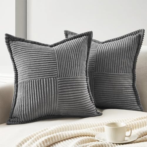 Topfinel Kissenbezüge 45x45 Dunkelgrau 2er Set Kordsamt Kissenhülle für Dekokissen Sofakissen Zierkissen Schlafzimmer Wohnzimmer Sofa Couch Büro Topfinel Kissenbezüge 45x45 Dunkelgrau 2er Set Kordsamt Kissenhülle für Dekokissen Sofakissen Zierkissen Schlafzimmer Wohnzimmer Sofa Couch Büro von Topfinel