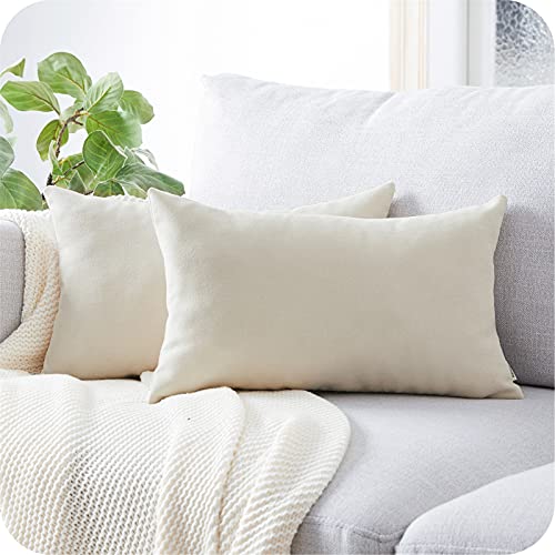 Topfinel Kissenbezug 40x60 cm 2er Set weiß Creme deko Wohnzimmer flauschig Chenille Kissenbezüge Kissenhülle Sofakissen dekokissen Kuschelkissen Zierkissen Sofa Balkon Kinderzimmer Bettwäsche von Topfinel