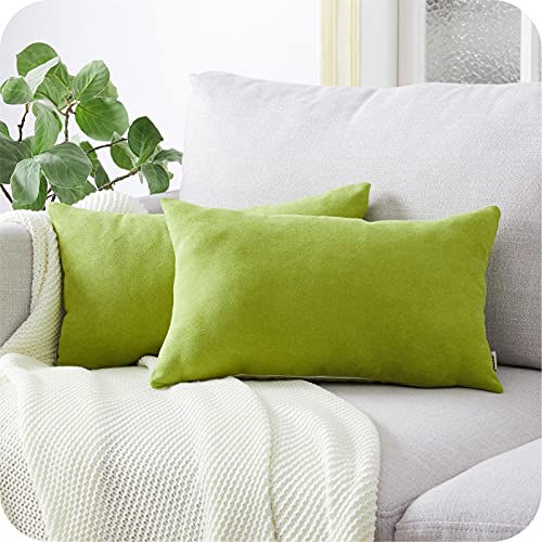 Topfinel Kissenbezug 30x50 cm Apfelgrün 2er Set flauschig Chenille deko Wohnzimmer Kissenbezüge Kissenhülle Sofakissen dekokissen Kuschelkissen Zierkissen für Sofa Bett Garten Balkon kinderzimmer von Topfinel