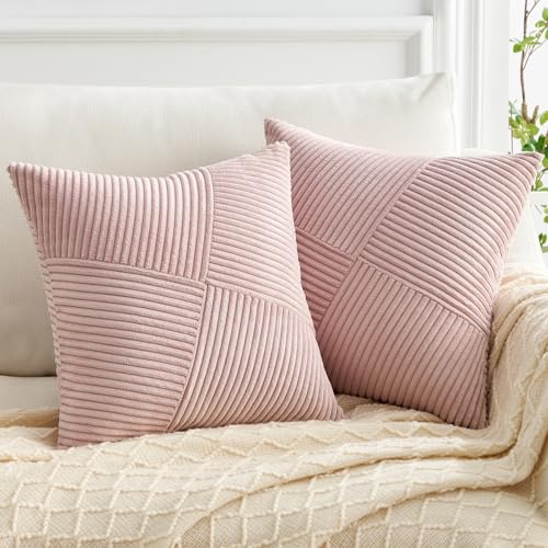 Topfinel Kissenbezug 40x40 Altrosa 2er Set Kordsamt Windmühle Patchwork Euro Design Kissenhülle Kissenbezüge Sofakissen Dekokissen deko für Sofa Schlafzimmer Wohnzimmer Balkon flauschig frühling von Topfinel