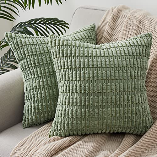 Topfinel Kissenbezug 40x40 grün 2er Set Kordsamt Boho Kissenbezüge Kissenhülle Dekokissen Sofakissen Couchkissen Zierkissenbezug Modern Deko Kissenhüllen Wohnzimmer von Topfinel