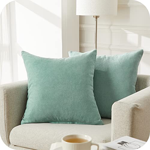 Topfinel Kissenbezug 45x45 cm mintgrün 2er Set flauschig Chenille deko Wohnzimmer Kissenbezüge Kissenhülle Sofakissen dekokissen Kuschelkissen Zierkissen für Sofa Bett Garten Balkon kinderzimmer von Topfinel