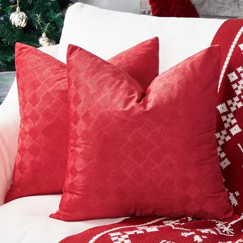 Topfinel Kissenbezug 60x60 rot 2er Set Samt Kissenbezüge Kissenhülle Kissenpolster für Dekokissen Sofakissen Couchkissen Sofa Stuhl Kinderzimmer Schlafzimmer deko Wohnzimmer Bettwäsche Groß Kissen von Topfinel