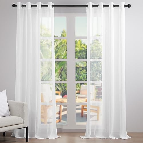 Topfinel Store Gardinen mit ösen weiß Voile Vorhang Halbtransparent Moderne Gardine Wohnzimmer Vorhänge kinderzimmer Gardinen Fenster 2er Set 280 x 140 cm (HxB) von Topfinel