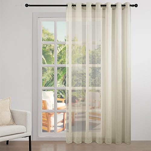 Topfinel Voile-Vorhänge mit Ösen für Schlafzimmer, cremefarben, Wohnzimmer, durchsichtige Vorhänge, 90 Länge, für Fenster, Behandlungen, kurzer Vorhang, 1 Bahn für Küche, 228 cm breit x 228 cm lang von Topfinel