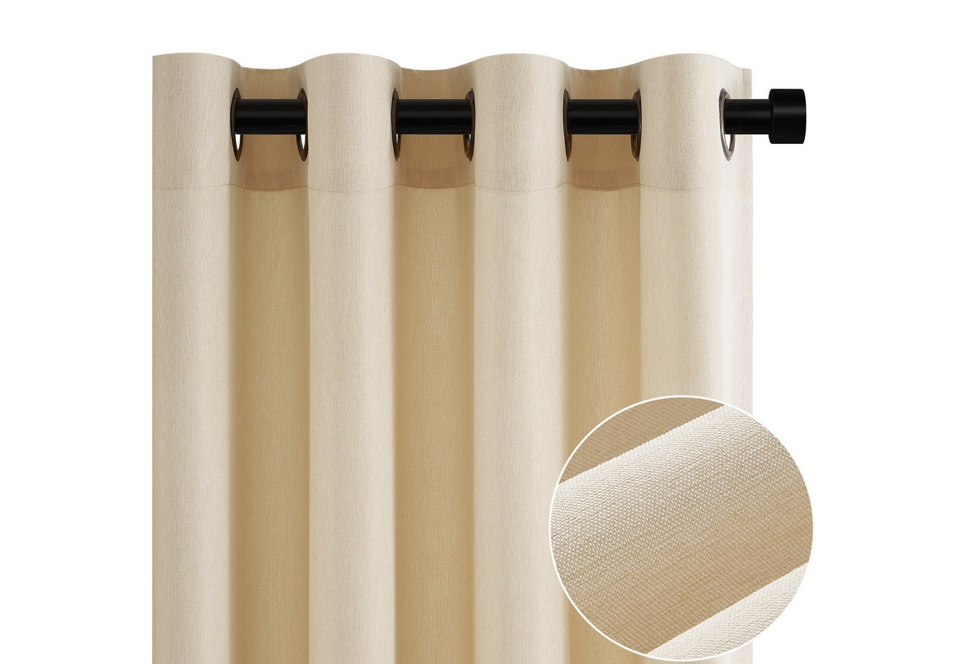 Topfinel Vorhang Grün Wohnzimmer Leinenoptik Vintage Ösenvorhang Halbtransparent, Voile Ösen Gardinen Beige 140x145cm 2er Set Schlafz Balkon Wohnz von Topfinel