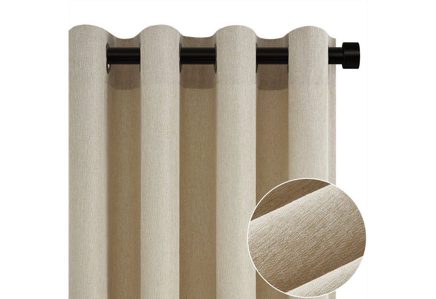 Topfinel Vorhang Grün Wohnzimmer Leinenoptik Vintage Ösenvorhang Halbtransparent, Voile Ösen Gardinen Leinen 140x145cm 2er Set Schlafz Balkon Wohnz von Topfinel