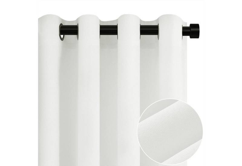 Topfinel Vorhang Grün Wohnzimmer Leinenoptik Vintage Ösenvorhang Halbtransparent, Voile Ösen Gardinen Weiß 140x145cm 2er Set Schlafz Balkon Wohnz von Topfinel