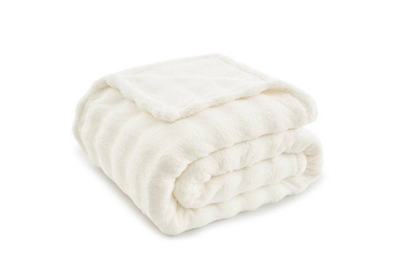 Wohndecke Kuscheldecke 150x200 weiß, Fleecedecke weich, Topfinel, dicke Decke, Wolldecke Sofadecke, luxuriös gestreift Muster Wohndecke Kuscheldecke 150x200 weiß, Fleecedecke weich, Topfinel, dicke Decke, Wolldecke Sofadecke, luxuriös gestreift Muster von Topfinel