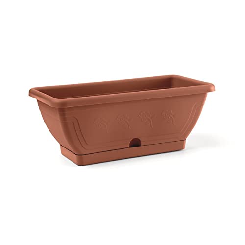 Topfino Blumenkasten mit Untersetzer 40 cm Terracotta von Topfino