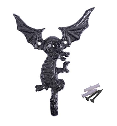 Topfunyy Gusseisen-Drachen-Wandhaken, dekorativer Vintage-Aufhänger für Mäntel, Hüte, Schlüssel und Handtücher (Dragon- Ⅱ) von Topfunyy