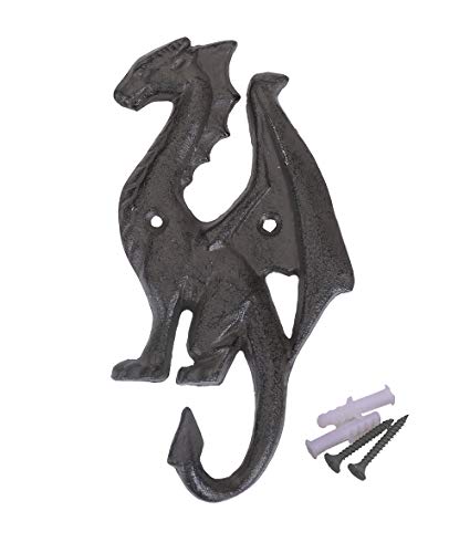 Topfunyy Gusseisen-Drachen-Wandhaken, dekorativer Vintage-Aufhänger für Mäntel, Hüte, Schlüssel und Handtücher (Dragon-IV) von Topfunyy