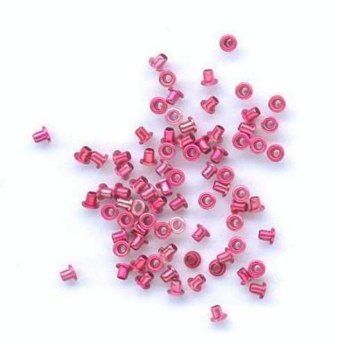 Tophobby 75 Eyelets rund 1mm metallic-Fuchsia von Homry