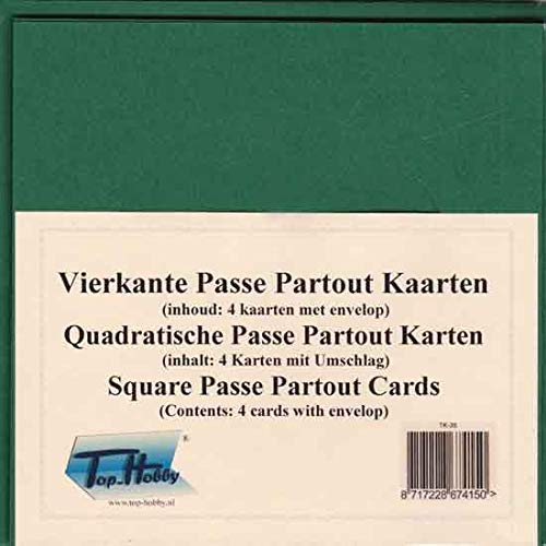Tophobby 4 quadratische Passepartoutkarten 14x14 m.Umschlägen versch.Farben z.Wahl (dunkelgrün) von Tophobby