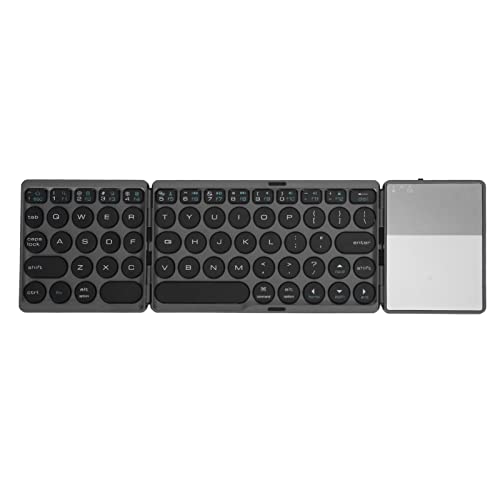 Faltbare BT Tastatur mit Touchpad, Tragbare Kabellose Klapptastatur, Wiederaufladbare Klapptastatur mit 64 Tasten für Android für Windows für IOS Geräte (Black) von Topiky