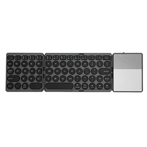 Faltbare BT Tastatur mit Touchpad, Tragbare Kabellose Klapptastatur, Wiederaufladbare Klapptastatur mit 64 Tasten für Android für Windows für Geräte (Black) von Topiky
