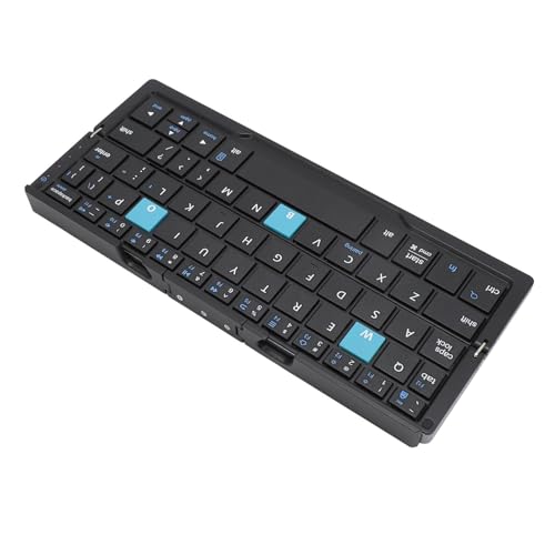 Faltbare Kabellose Tastatur mit Ständer, EIN Tasten Umschaltung, Leiser Betrieb, Bodengehäuse aus Aluminiumlegierung, Lange Akkulaufzeit für Tablets, Telefone, Unterstützt von Topiky