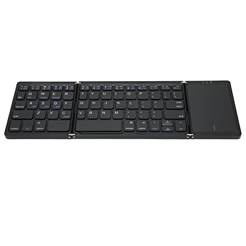 Faltbare Tastatur mit Touchpad, Tragbare Drahtlose Tastatur für Bluetooth, Drahtlose Faltbare Tastatur in Voller Größe mit Wiederaufladbarem USB C, Unterstützt 3 Geräte von Topiky