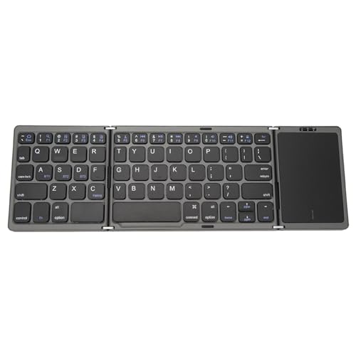 FaltbareTastatur mit Touchpad, Dreifach Faltbare Tragbare Kabellose Tastatur mit Integriertem 140 mAh Akku, Unterstützt Automatischen Ruhezustand, für Laptop, Tablet von Topiky