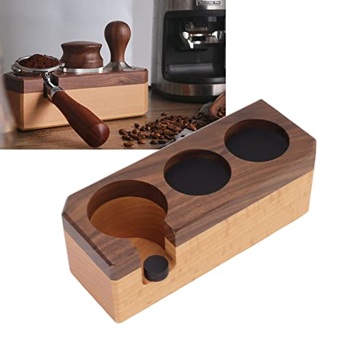 Holz-Kaffeefilter-Tamper-Halter, Espresso-Tamper-Mattenständer, Tamper-Halter-Station für 51/54/58 Mm Siebträger, Tamper und Verteiler, Anti-Rutsch-Holz-Kaffee-Tamp-Matte (L-Größe) von Topiky