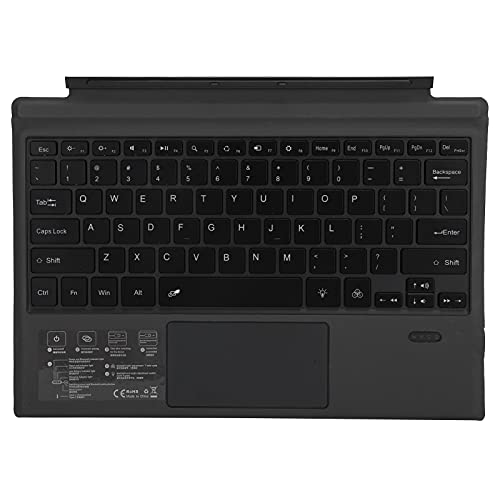 Kabellose Bluetooth-Tastatur mit Touchpad für Microsoft Surface Pro 3/4/5/6/7, Tragbare Ersatztastatur mit 7-Farbiger LED-Hintergrundbeleuchtung, Eingebauter 550mAh Lithium-Akku von Topiky