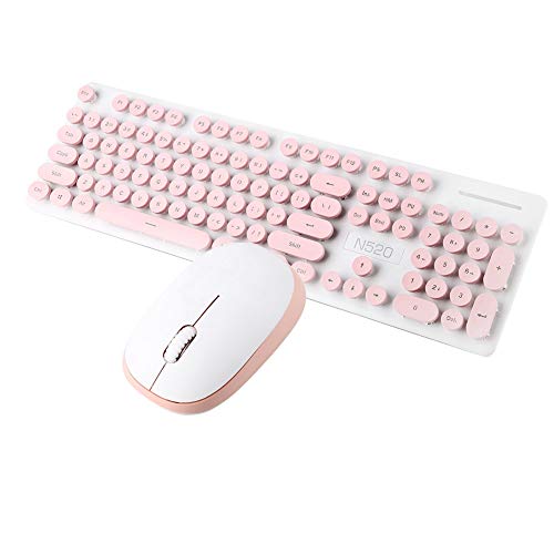 Kabelloses Tastatur- und Mausset, 2,4-GHz-Combo104-Tasten für Gaming-Tastatur und Computer-PC(Rosa) von Topiky
