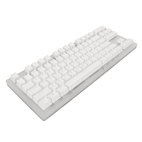 Mechanische Gaming-Tastatur, Kabelgebundene Tastatur mit LED-RGB-Hintergrundbeleuchtung, 87 Tasten, Glasscheibe und T-Flash-Speicherfunktion, Kabelgebundene (Roter Schalter) von Topiky