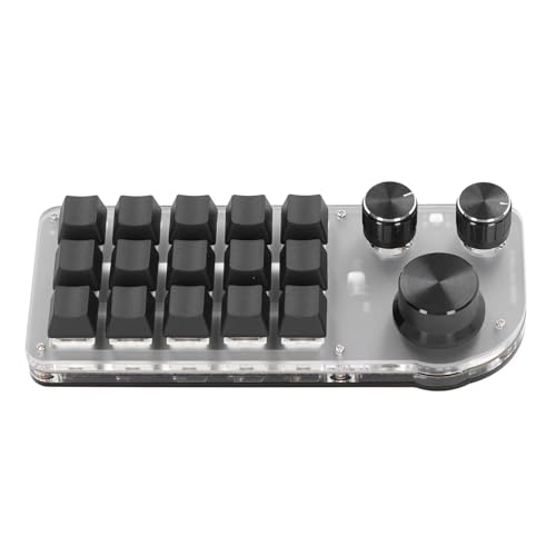 Mechanische Gaming Tastatur mit 15 Tasten und 3 Knöpfen, Einhandtastatur, BT USB Kabel, Dual Modus, Benutzerdefinierte Makroprogrammierbare Tastatur, Blauer Hot Swap Schalter von Topiky