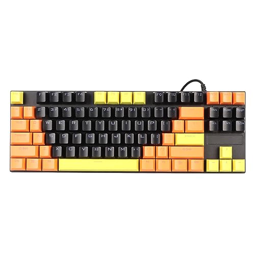 Mechanische Gaming Tastatur mit Blauem Schalter, Hintergrundbeleuchtete Kabelgebundene Tastatur 87 Tasten, Ergonomische Computertastatur, für Computer, PC, Laptop von Topiky