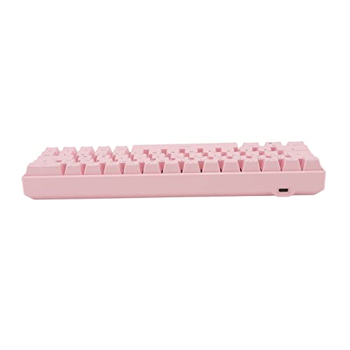 Mechanische Tastatur, Drahtlos 2,4 G + 3.0/5.0 + Typ C Kabelgebundene Mechanische Tastatur, 64 Tasten Ergonomie RGB 1800 MAh Wiederaufladbare Tastatur, Pink (Roter Schalter) von Topiky