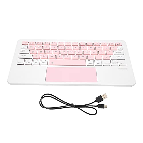 Tastatur Touchpad für Tablet, Ultraschlanke Tragbare -Wireless-Tastatur mit Touchpad für IOS Tablet (Rosa Weiß) von Topiky