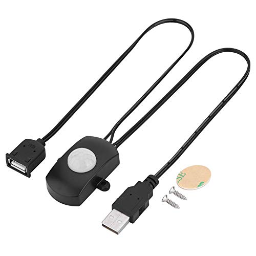 Topiky PIR Bewegungsmelder Schalter, 4A DC 5-24V PIR Infrarot Bewegungsmelder Detektor Automatikschalter LED Streifen USB Schnittstelle(Schwarz) von Topiky
