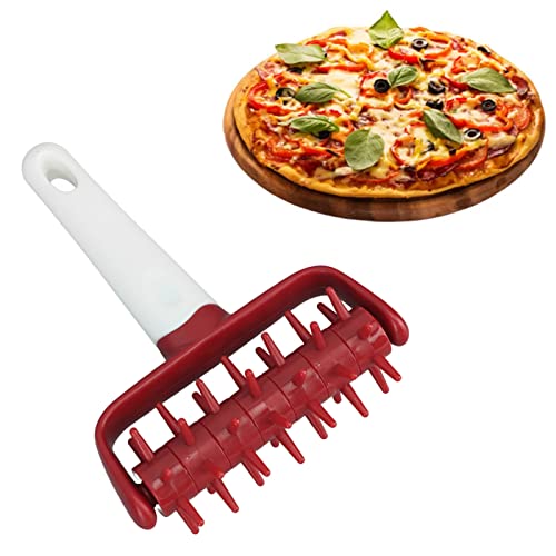 Pizzateig Docker Roller, Pizzateig Docker Docker Teig Bubble Killer, Pizza Pin Puncher Teiglochmaschine mit Griff, Andockwerkzeug für Pizza Cookie Pie Gebäck Brot (Rot) von Topiky