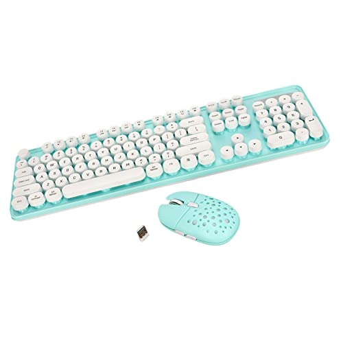 Topiky 2,4 G Kombination aus Kabelloser Tastatur und Maus, Retro Design mit Runden Tastenkappen, Hochleistungschip, Einstellbarer DPI, Breite Kompatibilität für Büro und Studium (Blaues von Topiky