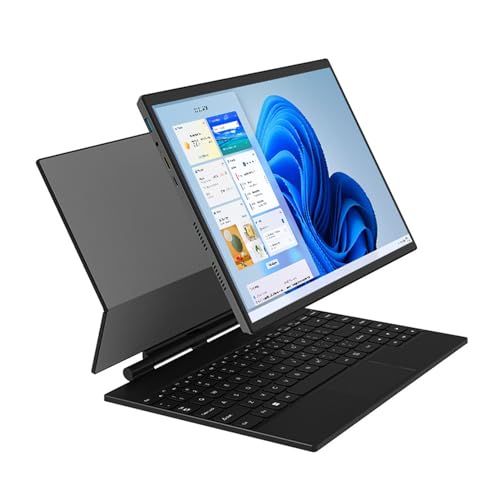 Topiky 2 in 1 Laptop mit Magnetischer Tastaturhülle, 4 Kern Prozessor, 14 Zoll Touchscreen, 16 GB RAM DDR4, Webcam, HD Multimedia Schnittstelle, für Win 11Pro (16 GB + 128 GB EU-Stecker) von Topiky