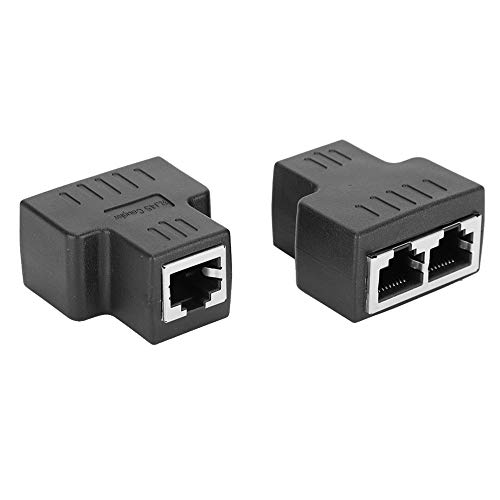 Topiky 2PCs Ethernet-Kabeladapter, Ethernet-Extender, 1-in 2-Out RJ45-Buchse LAN-Anschlusskabel-Extender-Splitter für Internetkabel, Schwarzer ABS-Kabel-Extender-Splitter (Schwarz) von Topiky