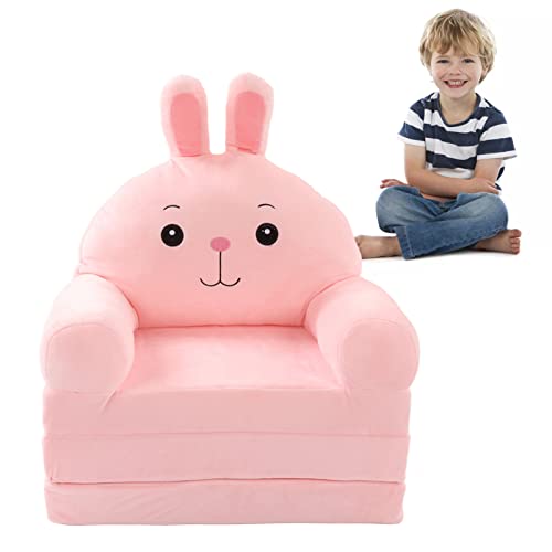 Topiky Cartoon Faltbares Kindersofa, 2-in-1-Umwandelbares Sofa Zur Liege, Bequeme Klappcouch für Kinder, Babyschlafsofa Klappstuhl für Schlafzimmer, Weicher Klappstuhl (Rosa) von Topiky