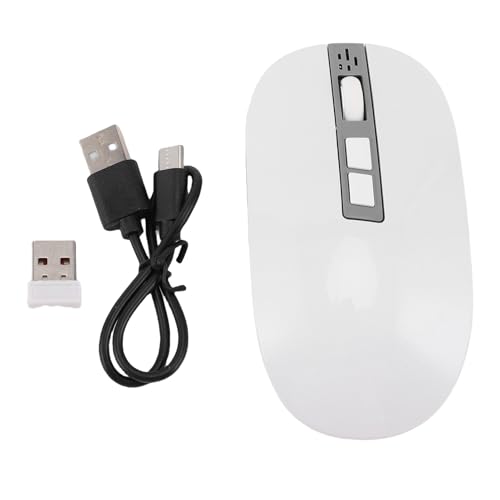 Topiky KI drahtlose Maus mit Sprachrekorder, Echtzeit Transkriben und KI Zusammenfassen, Chatgpt ermöglichte Bluetooth Maus, Intelligente Voice Echtzeit -Übersetzung Ergonomisch Wieder (White) von Topiky