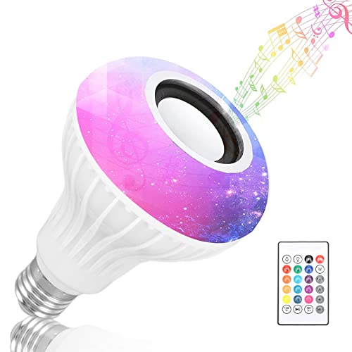 Topiky LED-Musik-Glühbirne mit Integriertem Bluetooth-Lautsprecher, RGB-Smart-Musik-Glühbirne mit Fernbedienung, Kabellose Smart-Glühbirne mit E26-Sockel, Flutlicht-Glühbirne für von Topiky