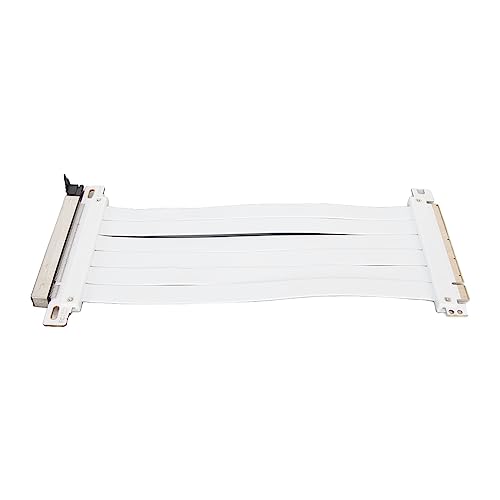Topiky Riser Kabel PCI E 3.0 X16, 180 Grad, PCIE Riser Kabel, Flexibles Kabel, Verlängerungskabel, Hohe Abschirmung, Grafikkarten Extender, Riser Kabel, Kompatibel mit PCIE 2.0, PCIE 1.0 (Weiss) von Topiky