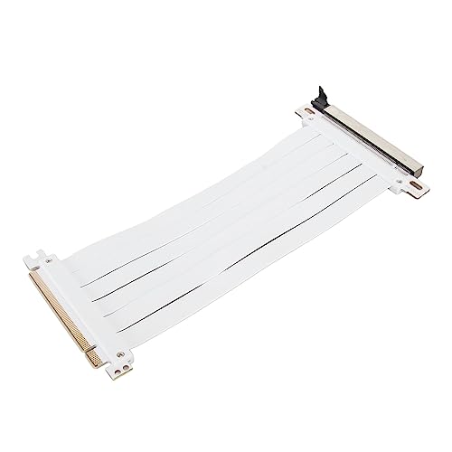 Topiky Riser Kabel PCI E 3.0 X16, 180 Grad, PCIE Riser Kabel, Flexibles Kabel, Verlängerungskabel, Hohe Abschirmung, Grafikkarten Extender, Riser Kabel, Kompatibel mit PCIE 2.0, PCIE 1.0 (Weiss) von Topiky